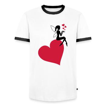 fee_herz_liebe - Men's Ringer Shirt - white/black - Front - AI Model Female 172 light (172cm) & AI Model Male 178 dark (178cm)