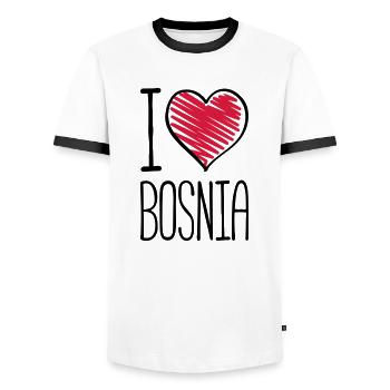 i love bosnia design - Männer Kontrast-T-Shirt - Weiß/Schwarz - Vorne - AI Model Female 172 light (172cm) & AI Model Male 178 dark (178cm)