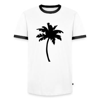palme silhouette - Männer Kontrast-T-Shirt - Weiß/Schwarz - Vorne - AI Model Female 172 light (172cm) & AI Model Male 178 dark (178cm)