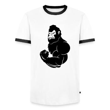 gorilla_beast_001 - T-shirt contrasté Homme - blanc/noir - Devant - AI Model Female 172 light (172cm) & AI Model Male 178 dark (178cm)