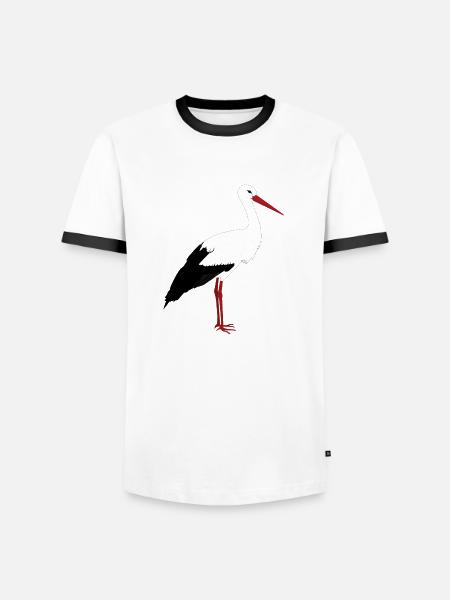 Storch steht - Männer Kontrast-T-Shirt - Weiß/Schwarz