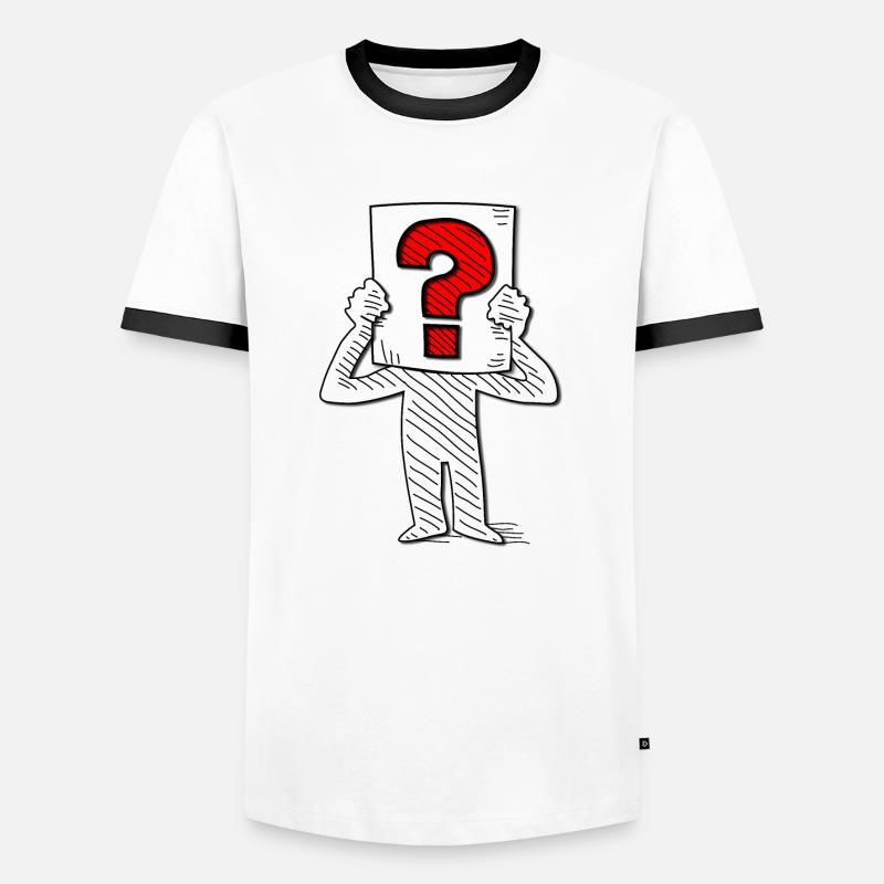 Question, question mark, questioner, unknown - Men's Ringer Shirt - white/black