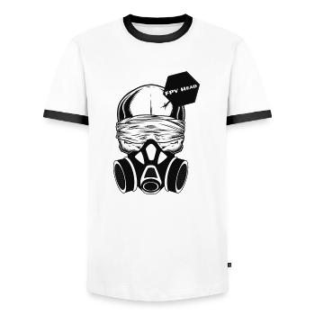FPV-Head Logo - Männer Kontrast-T-Shirt - Weiß/Schwarz - Vorne - AI Model Female 172 light (172cm) & AI Model Male 178 dark (178cm)