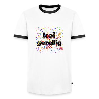 kei gezellig, Brabants with confetti - Men's Ringer Shirt - white/black - Front - AI Model Female 172 light (172cm) & AI Model Male 178 dark (178cm)