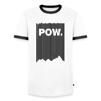 Powder snow - Fresh snow - Pow - Powder - Mountains - Men's Ringer Shirt - white/black - Front - AI Model Female 172 light (172cm) & AI Model Male 178 dark (178cm)