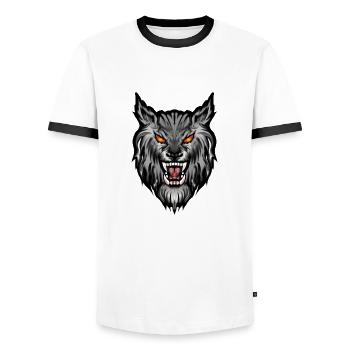 loup-garou - T-shirt contrasté Homme - blanc/noir - Devant - AI Model Female 172 light (172cm) & AI Model Male 178 dark (178cm)