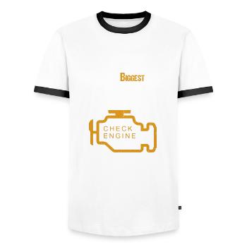 Angst? Ich bin es nur, die Motorkontrollleuchte! - Männer Kontrast-T-Shirt - Weiß/Schwarz - Vorne - AI Model Female 172 light (172cm) & AI Model Male 178 dark (178cm)