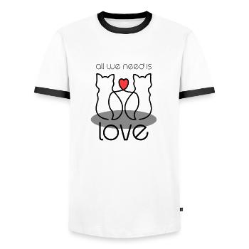 Motiv Süße Katzen mit Herz Form und Spruch - Männer Kontrast-T-Shirt - Weiß/Schwarz - Vorne - AI Model Female 172 light (172cm) & AI Model Male 178 dark (178cm)