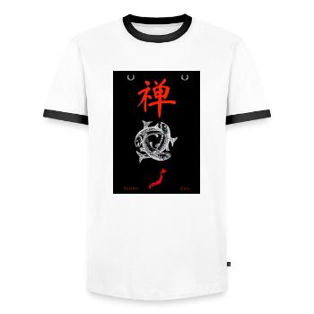 Japonais - T-shirt contrasté Homme - blanc/noir - Devant - AI Model Female 172 light (172cm) & AI Model Male 178 dark (178cm)