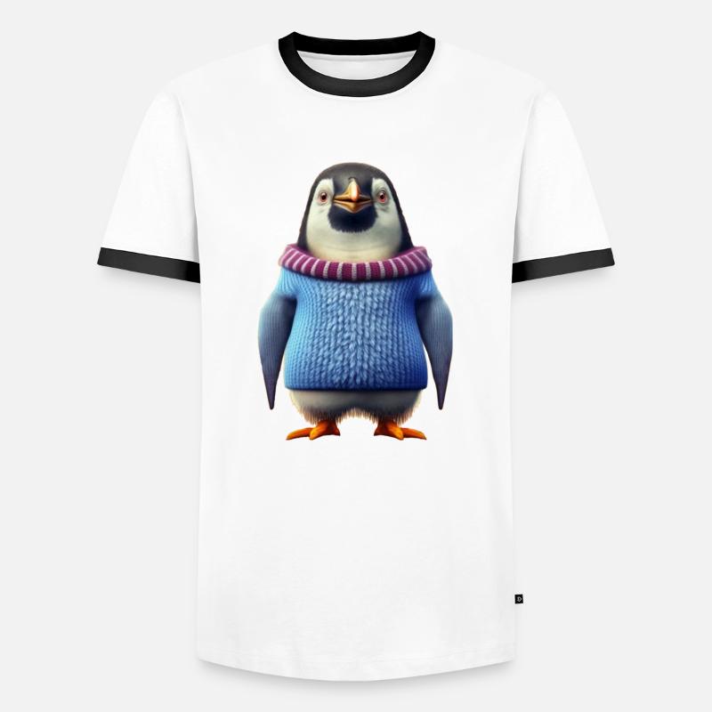 Pinguin - Männer Kontrast-T-Shirt - Weiß/Schwarz