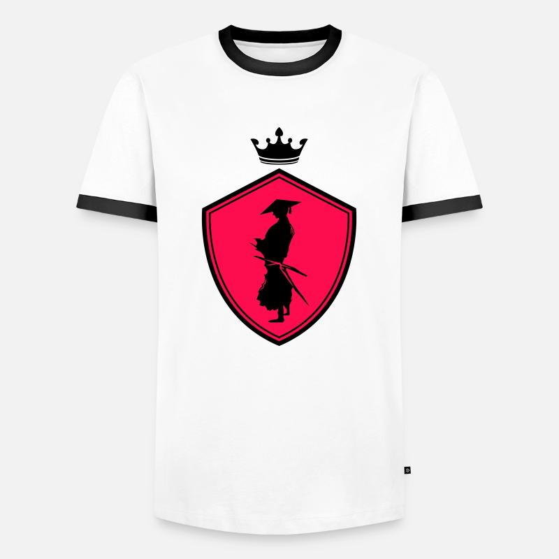 samurai warrior wappen - Männer Kontrast-T-Shirt - Weiß/Schwarz