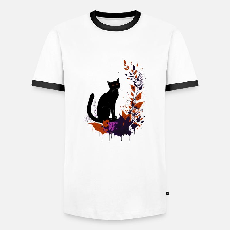 Schwarze Katze - Männer Kontrast-T-Shirt - Weiß/Schwarz