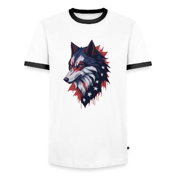 Wolf - Männer Kontrast-T-Shirt - Weiß/Schwarz - Vorne - AI Model Female 172 light (172cm) & AI Model Male 178 dark (178cm)