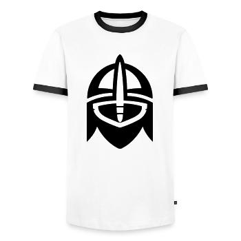 Viking Helmet Warrior - Men's Ringer Shirt - white/black - Front - AI Model Female 172 light (172cm) & AI Model Male 178 dark (178cm)