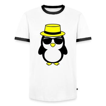 cool pinguin 02 - Männer Kontrast-T-Shirt - Weiß/Schwarz - Vorne - AI Model Female 172 light (172cm) & AI Model Male 178 dark (178cm)