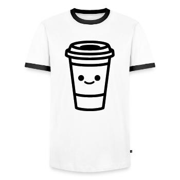 Mug de café - T-shirt contrasté Homme - blanc/noir - Devant - AI Model Female 172 light (172cm) & AI Model Male 178 dark (178cm)