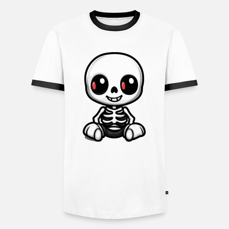 Skeleton Cute Halloween Comic - Men's Ringer Shirt - white/black