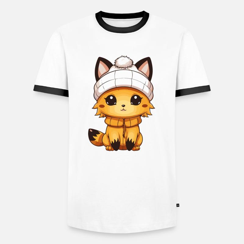 Fuchs Comic - Männer Kontrast-T-Shirt - Weiß/Schwarz