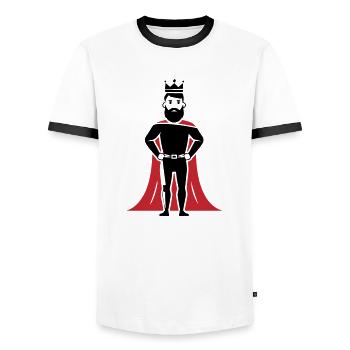 Roi - T-shirt contrasté Homme - blanc/noir - Devant - AI Model Female 172 light (172cm) & AI Model Male 178 dark (178cm)