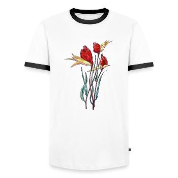 Blumen - Männer Kontrast-T-Shirt - Weiß/Schwarz - Vorne - AI Model Female 172 light (172cm) & AI Model Male 178 dark (178cm)