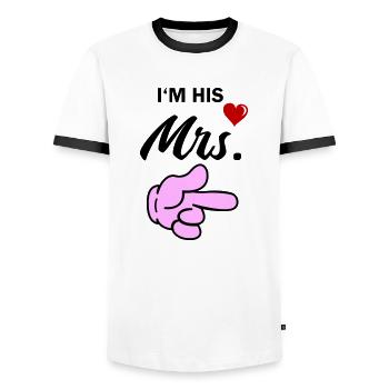 À son MRS - T-shirt contrasté Homme - blanc/noir - Devant - AI Model Female 172 light (172cm) & AI Model Male 178 dark (178cm)