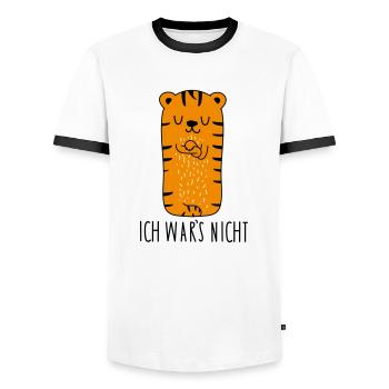 Ich wars nicht -Tiger - Männer Kontrast-T-Shirt - Weiß/Schwarz - Vorne - AI Model Female 172 light (172cm) & AI Model Male 178 dark (178cm)