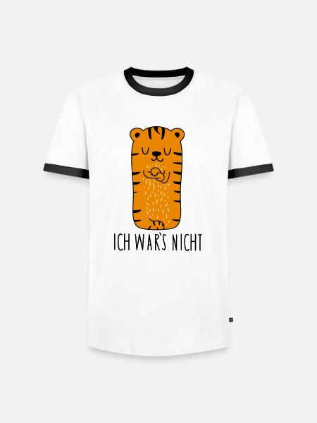 Ich wars nicht -Tiger - Männer Kontrast-T-Shirt - Weiß/Schwarz