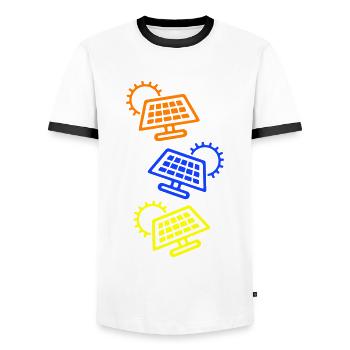 Photovoltaic System Symbol Solar Energy - Men's Ringer Shirt - white/black - Front - AI Model Female 172 light (172cm) & AI Model Male 178 dark (178cm)