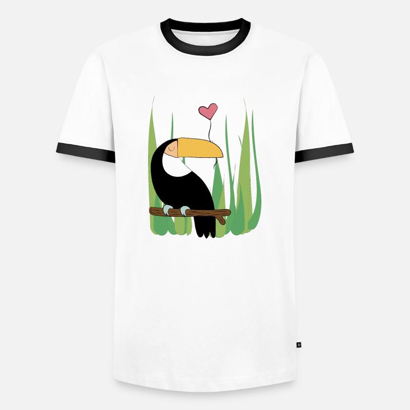 Kakadu mit Herz - Geschenkidee - Geschenk - Männer Kontrast-T-Shirt - Weiß/Schwarz