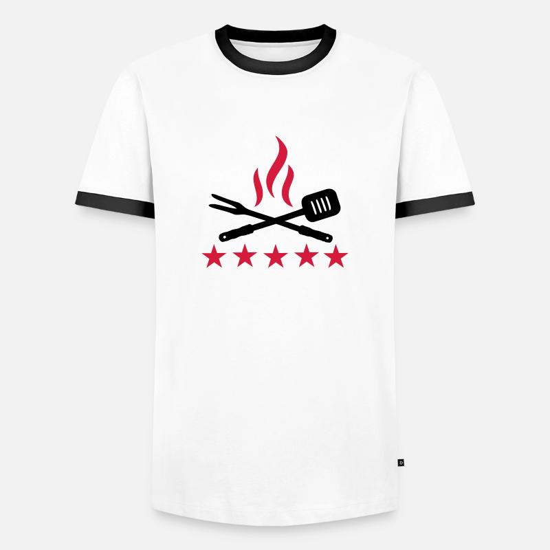 BBQ - Men's Ringer Shirt - white/black