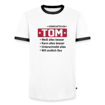 tom - Männer Kontrast-T-Shirt - Weiß/Schwarz - Vorne - AI Model Female 172 light (172cm) & AI Model Male 178 dark (178cm)