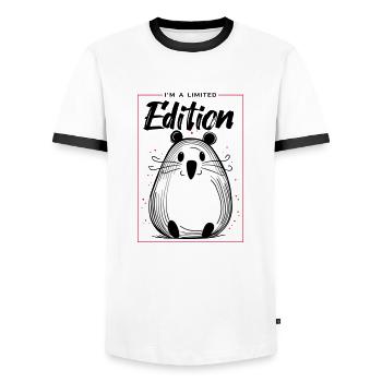 I am a limited edition - Männer Kontrast-T-Shirt - Weiß/Schwarz - Vorne - AI Model Female 172 light (172cm) & AI Model Male 178 dark (178cm)
