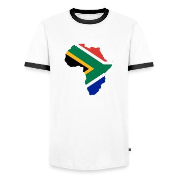 Afrique du Sud - T-shirt contrasté Homme - blanc/noir - Devant - AI Model Female 172 light (172cm) & AI Model Male 178 dark (178cm)