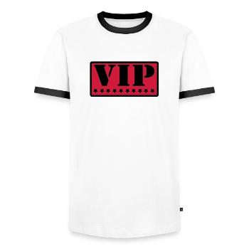 VIP - Men's Ringer Shirt - white/black - Front - AI Model Female 172 light (172cm) & AI Model Male 178 dark (178cm)