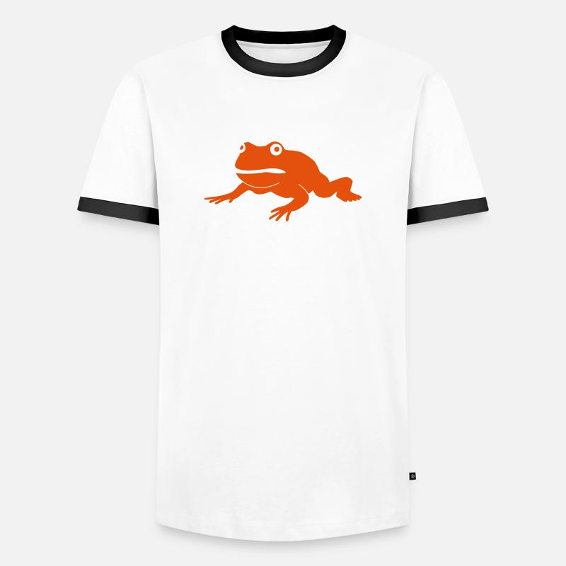 grumpy frog - Men's Ringer Shirt - white/black