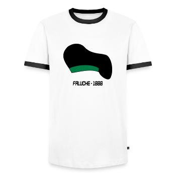Faluche - Men's Ringer Shirt - white/black - Front - AI Model Female 172 light (172cm) & AI Model Male 178 dark (178cm)