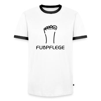 Fuß - Fußpflege - Männer Kontrast-T-Shirt - Weiß/Schwarz - Vorne - AI Model Female 172 light (172cm) & AI Model Male 178 dark (178cm)