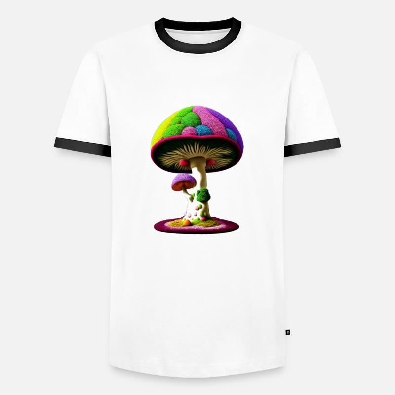 Magic Mashroom Tree - Men's Ringer Shirt - white/black