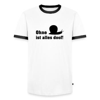 ohne schnecke ist alle doof - Männer Kontrast-T-Shirt - Weiß/Schwarz - Vorne - AI Model Female 172 light (172cm) & AI Model Male 178 dark (178cm)