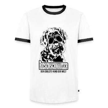 RIESENSCHNAUZER coolster Hund Hundespruch Wilsigns - Männer Kontrast-T-Shirt - Weiß/Schwarz - Vorne - AI Model Female 172 light (172cm) & AI Model Male 178 dark (178cm)