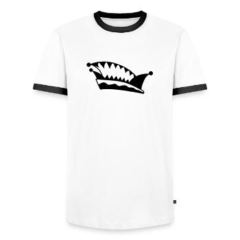 Narrenkappe No 2 - Fastnacht - Männer Kontrast-T-Shirt - Weiß/Schwarz - Vorne - AI Model Female 172 light (172cm) & AI Model Male 178 dark (178cm)