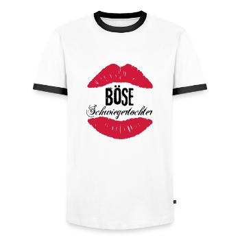 Böse Schwiegertochter - Männer Kontrast-T-Shirt - Weiß/Schwarz - Vorne - AI Model Female 172 light (172cm) & AI Model Male 178 dark (178cm)