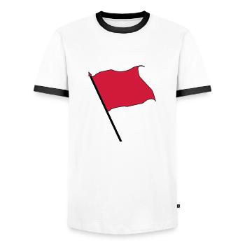 rote Fahne - Männer Kontrast-T-Shirt - Weiß/Schwarz - Vorne - AI Model Female 172 light (172cm) & AI Model Male 178 dark (178cm)