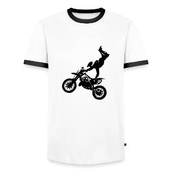 moto de cross6 - T-shirt contrasté Homme - blanc/noir - Devant - AI Model Female 172 light (172cm) & AI Model Male 178 dark (178cm)