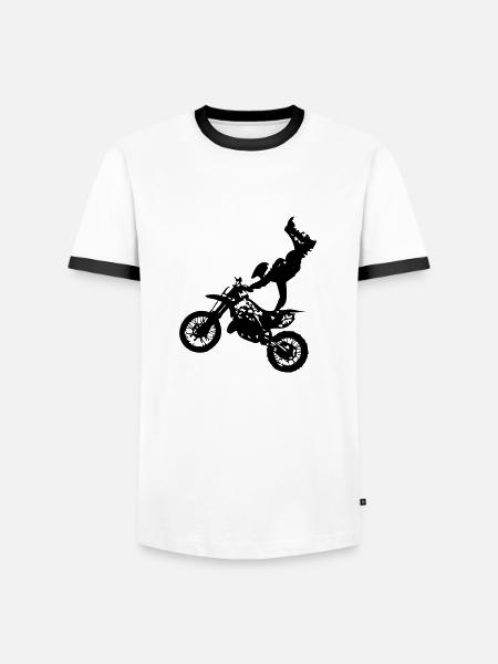 Motorcycle cross6 - Men's Ringer Shirt - white/black