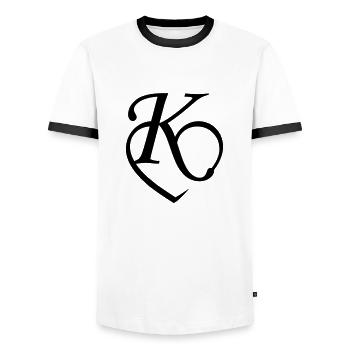 Heart letter K - Men's Ringer Shirt - white/black - Front - AI Model Female 172 light (172cm) & AI Model Male 178 dark (178cm)