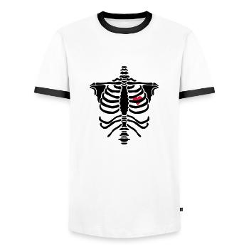 skelett2 - Männer Kontrast-T-Shirt - Weiß/Schwarz - Vorne - AI Model Female 172 light (172cm) & AI Model Male 178 dark (178cm)