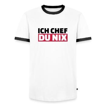 Chef - Männer Kontrast-T-Shirt - Weiß/Schwarz - Vorne - AI Model Female 172 light (172cm) & AI Model Male 178 dark (178cm)