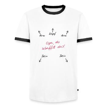 Opa du schaffst das - Männer Kontrast-T-Shirt - Weiß/Schwarz - Vorne - AI Model Female 172 light (172cm) & AI Model Male 178 dark (178cm)