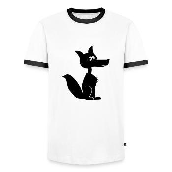 Renard coyote cayote 1c - T-shirt contrasté Homme - blanc/noir - Devant - AI Model Female 172 light (172cm) & AI Model Male 178 dark (178cm)
